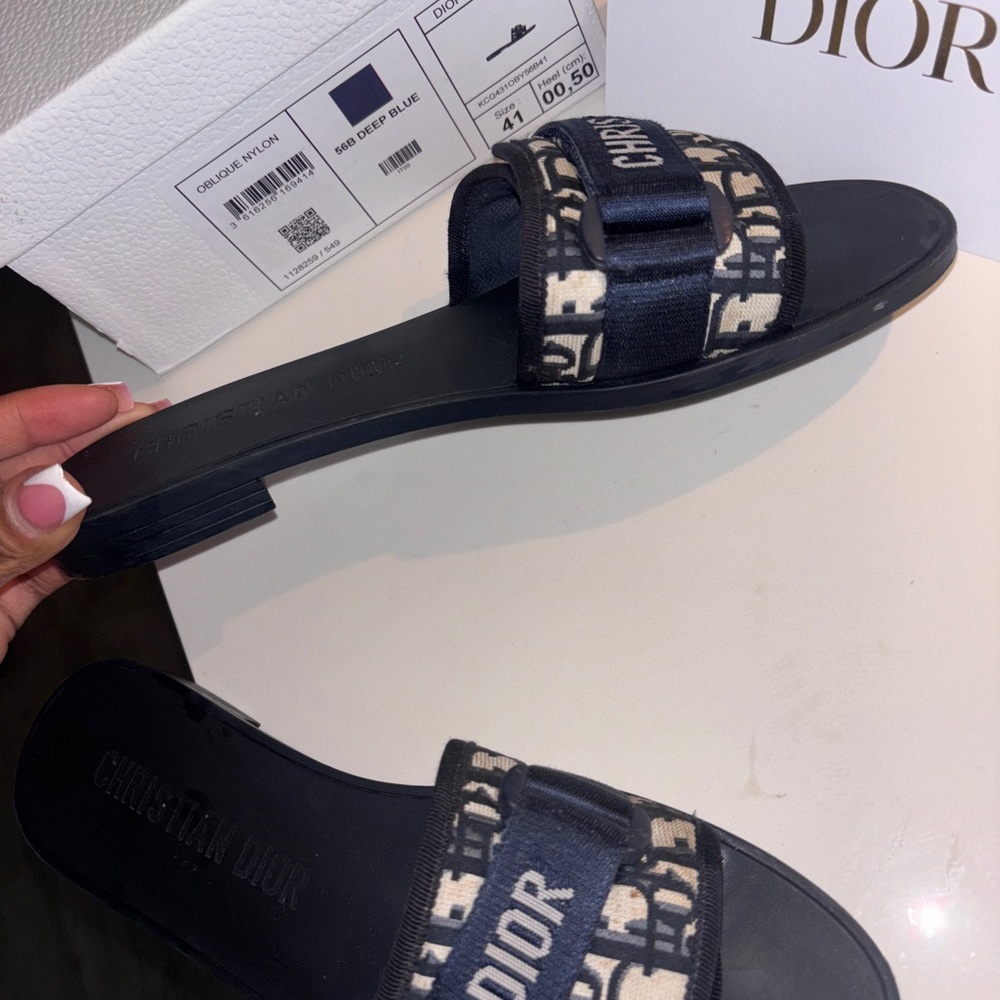 Dior Deep Blue Logo Slides - Picture 9 of 9